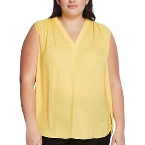 Vince Camuto V-Neck Sleeveless Blouse - Primrose Yellow - Size 3X